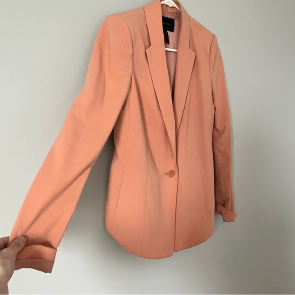 BCBGMaxAzria β’ peach moto open blazer jacket with knit stretch panels - Picture 10 of 16